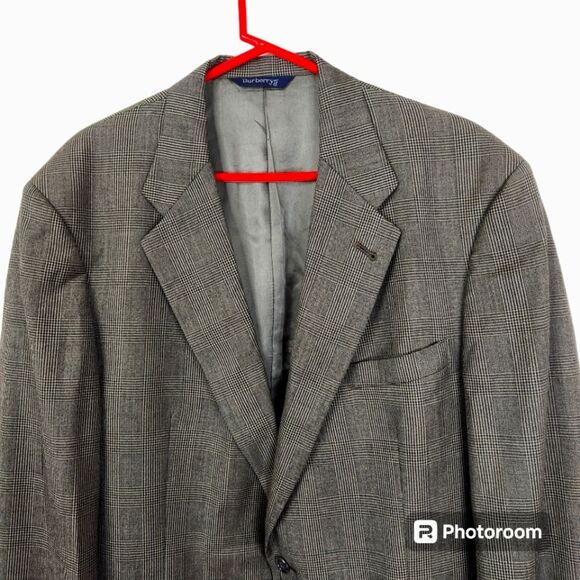Vintage Burberrys Mens Wool 2 Button Vented Back Sport Coat Blazer Size 44XL - Picture 3 of 11